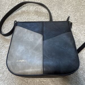espe Black/Gray Colorblock Crossbody Bag Zip Closure Adjustable Strap Pockets